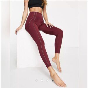 Nike DD5772 Yoga Dri-FIT 7/8 Metallic Trim Leggings Beetroot Maroon ( XS )